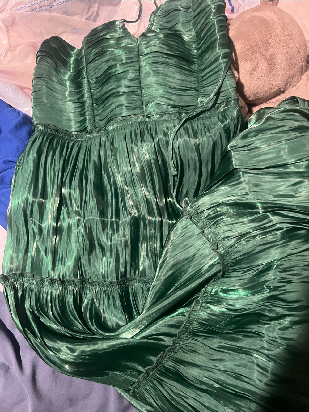 O. P. T. East Midi Dress Green Ruched Tie Front Halter Size Small - Picture 12 of 13